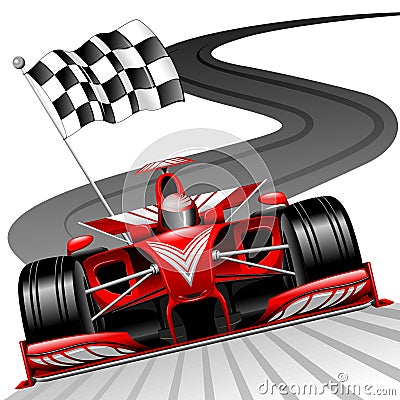 Formula 1 Red Race Running on Gran Prix Circuit for World Championship vector illustration Vector Illustration