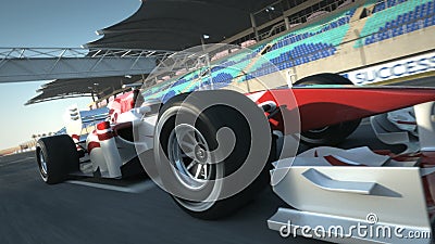 Formule 1-wagon Zeer snel rijden animatie Formule 1-wagon Zeer snel rijden animatie
