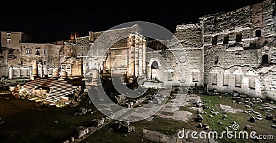 Foro di Augusto at night, Rome, Italy Stock Photo