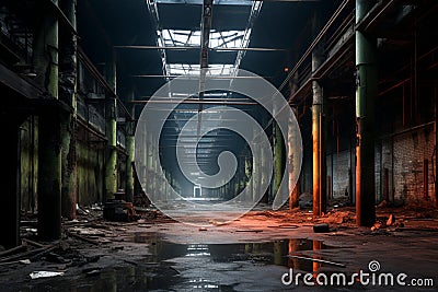 Within the forsaken industrial structure lies a fantasy inspired, enigmatic interior environment Stock Photo