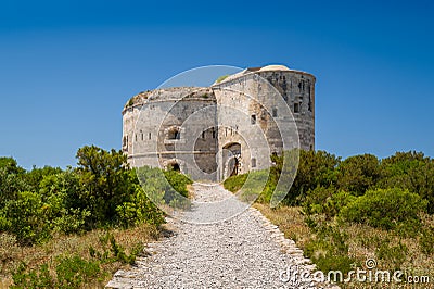 Fort Arza, closed ancient fortress in The Bay of Kotor. Stock Photo