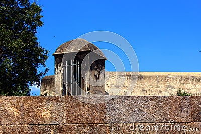 Fort battlement with corner doom Stock Photo