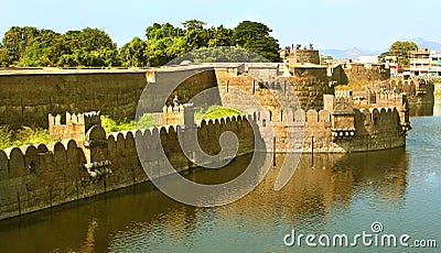 Big trench with castle battlements landscape Stock Photo
