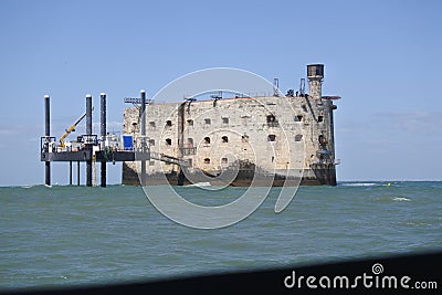 Boyard Ford alone on The Atlantic Ocean nobody can go there, only celebreties for tv show Stock Photo