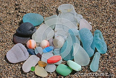 Fort Bragg California Sea Glass Marbles Stock Photo