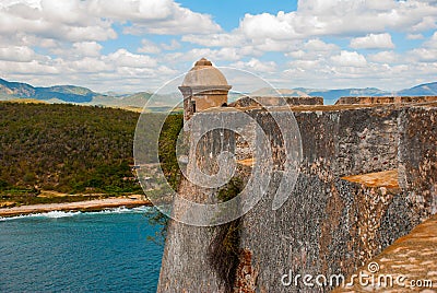 Fort Castillo del Moro, Santiago De Cuba, Cuba: From the walls of the bastions open incredible beauty views of the coastline of th Stock Photo