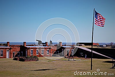 Fort Clinch located on a peninsula near the northernmost point of Amelia Island, along the Amelia River. Editorial Stock Photo