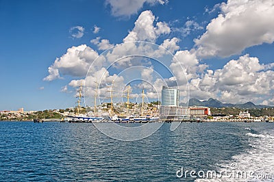 Fort de France view - skyline and volcano on the horizon - Caribbean tropical island - Martinique Stock Photo