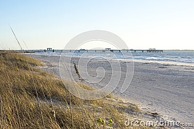 Fort Desoto gulf fishing pier and beach Stock Photo