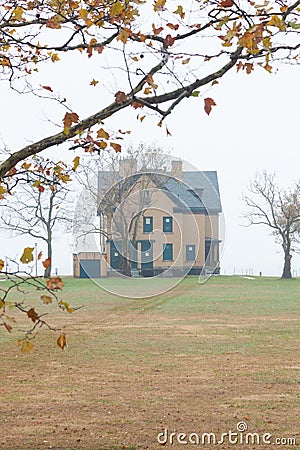 Fort Hancock Houses During Fall Stock Photo