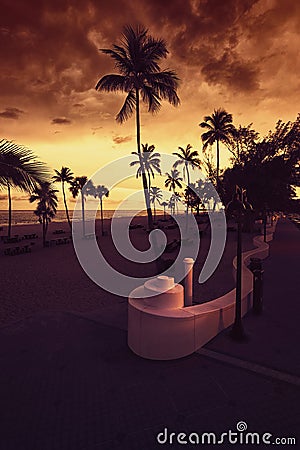 Fort Lauderdale Beach at Sunset Stock Photo