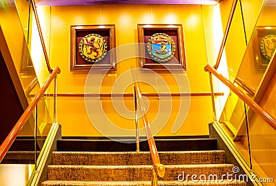 Fort Lauderdale - December 9, 2019: The fragment of interior at Holland America cruise ship Eurodam Editorial Stock Photo