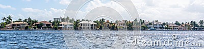 FORT LAUDERDALE, FLORIDA - September 20, 2019: Panorama of mansions in Fort Lauderdale from the canal Editorial Stock Photo