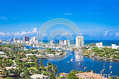 Fort Lauderdale, Florida, USA skyline over Barrier Island Stock Photo