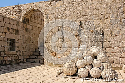 Fort Lovrijenac. Cannon balls. Dubrovnik. Croatia Stock Photo