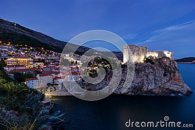 Fort Lovrijenac in Dubrovnik at dark Stock Photo