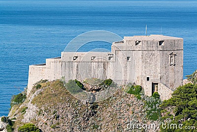 Fort Lovrijenac is a fortress outside the western wall of Dubrovnik Stock Photo
