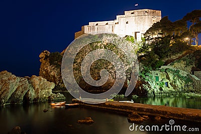 Fort Lovrijenac at night. Dubrovnik. Croatia Stock Photo