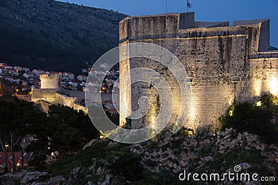 Fort Lovrijenac at night. Dubrovnik. Croatia Stock Photo