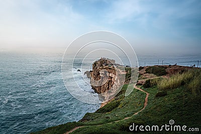 Fort of Sao Miguel Arcanjo - Nazare, Portugal Stock Photo