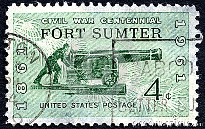 Fort Sumter US Postage Stamp Editorial Stock Photo
