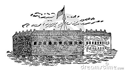 Fort Sumter vintage illustration Vector Illustration