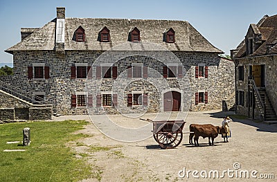 Fort Ticonderoga, fort headquarters, stone walls and cannons Editorial Stock Photo