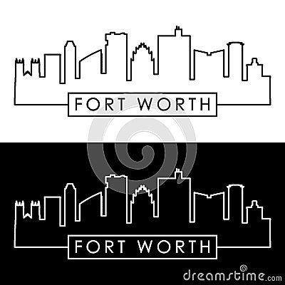 Fort Worth skyline. Vector Illustration