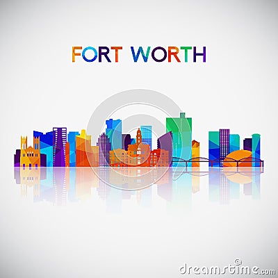 Fort Worth skyline silhouette in colorful geometric style. Vector Illustration