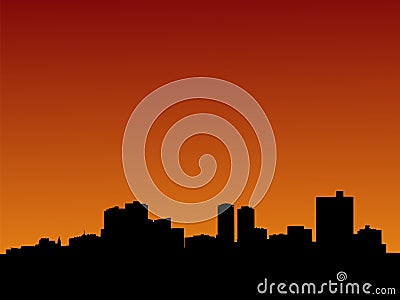 Fort Worth at sunset Vector Illustration