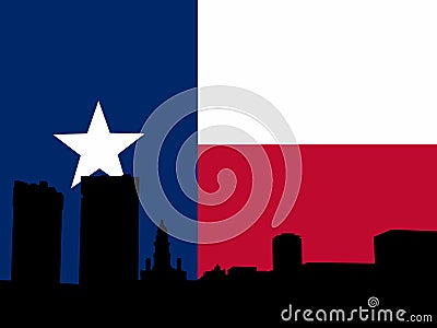 Fort Worth with Texan flag Vector Illustration