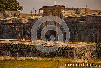 Fortaleza de San Carlos de La Cabana, Fort of Saint Charles entrance. Havana. Old fortress in Cuba Editorial Stock Photo