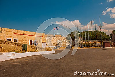 Fortaleza de San Carlos de La Cabana, Fort of Saint Charles entrance. Havana. Old fortress in Cuba Editorial Stock Photo