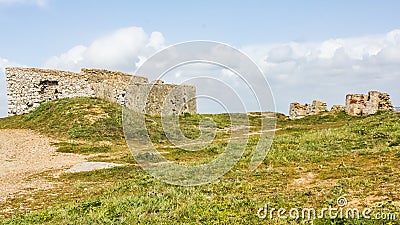 Ruins of Forte da Luz Fort of Light, on the Portuguese western coast, Peniche Stock Photo