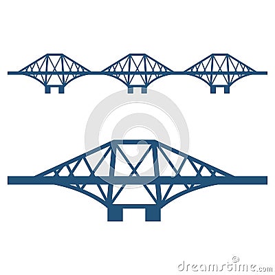 Forth Bridge set of blue silhouette isolated on white Vector Illustration