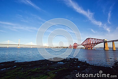 Forth Bridge Under a Unique Sky Editorial Stock Photo