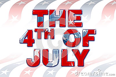 Forth of july illustration with american flag fade effect and balloon text Cartoon Illustration