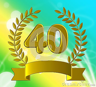 Fortieth anniversary celebration shows celebrations and greetings for marriage - 3d illustration Cartoon Illustration