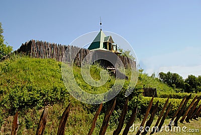 Fortification building of the times of Kievan Rus Stock Photo