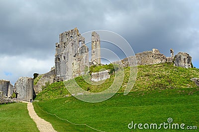 Fortification of Corfe Castle, Dorset, England Editorial Stock Photo