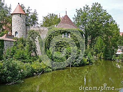 Fortification on a Medieval City Wall Stock Photo