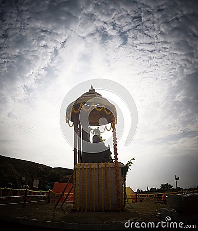 Chhatrapati Shivaji statue of Raigad fort Stock Photo