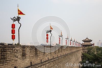 Fortifications of Xian (Sian, Xi'an) an ancient capital of China Stock Photo