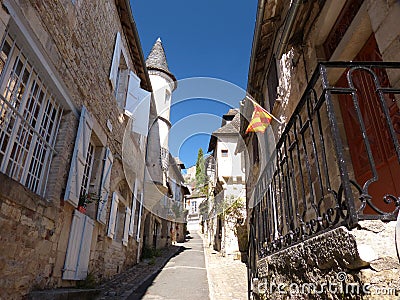 Fortified castle and village of turenne Stock Photo