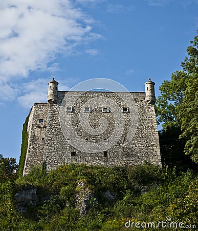 Fortified castle wall bastion Stock Photo