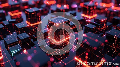 A fortified data transmission system that uses robust encryption protocols to secure the transfer of sensitive Stock Photo