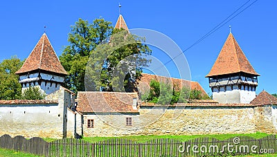 Fortified medieval saxon church in the village Cincsor, Kleinschenk, Transylvania, Romania Stock Photo