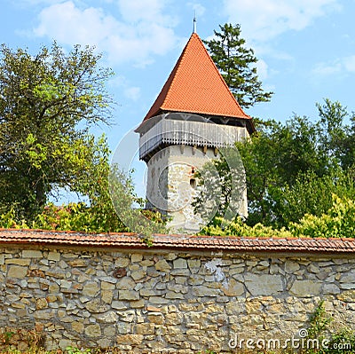 Fortified medieval saxon evangelic church in the village Cata, Transylvania, Romania. Stock Photo