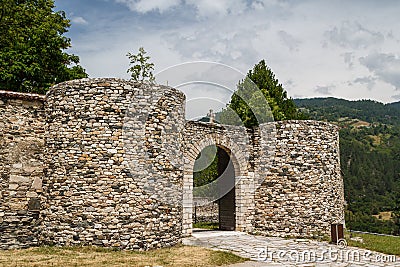 Fortified medieval Studenica monastery Stock Photo