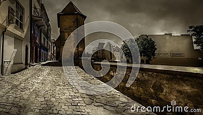 Fortified tower in Chojnice Editorial Stock Photo